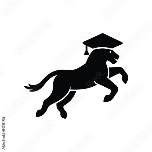 Graduating Horse Silhouette with Mortarboard Cap