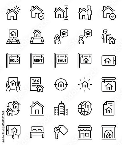 Outline icons set for Real estate