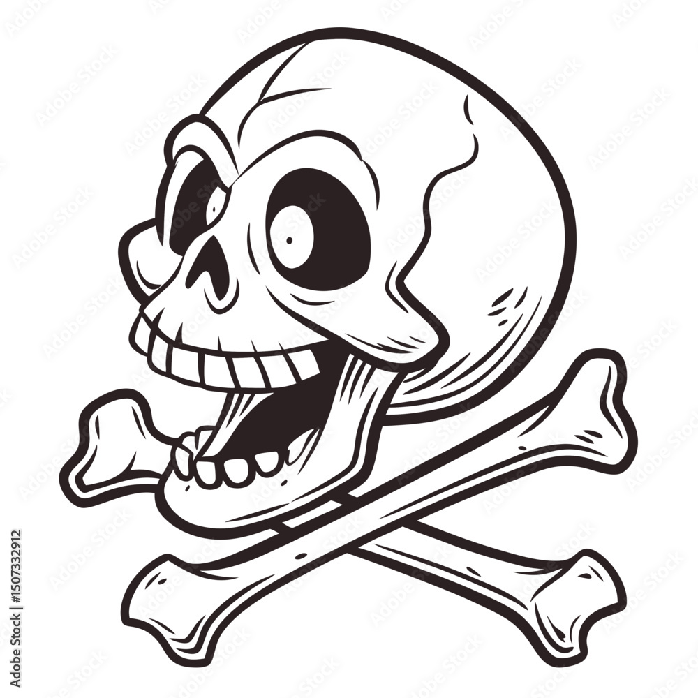 Fototapeta premium Death Emoji with Skull and Crossbones 