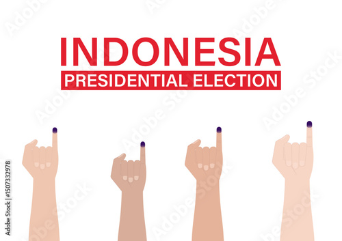 Little Finger with Purple Ink. Election in Indonesia. Election Concept. Vector Illustration.
