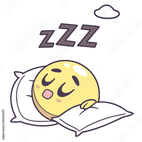 Flat Style Emoji Sleeping with ZZZ Above Head
