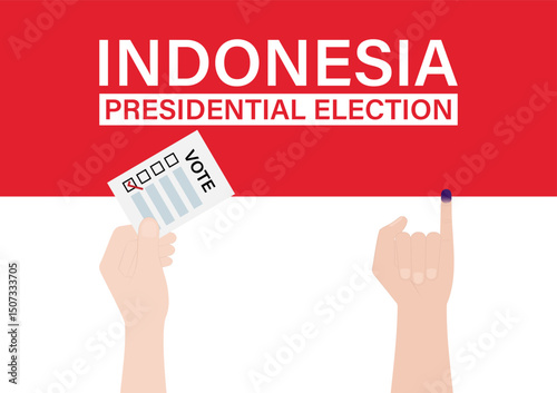 Little Finger with Purple Ink. Election in Indonesia. Election Concept. Vector Illustration.