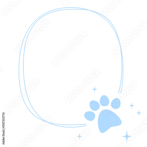 Pet footprint frame, pets love symbol, shape frame with dog or cat paws cute steps