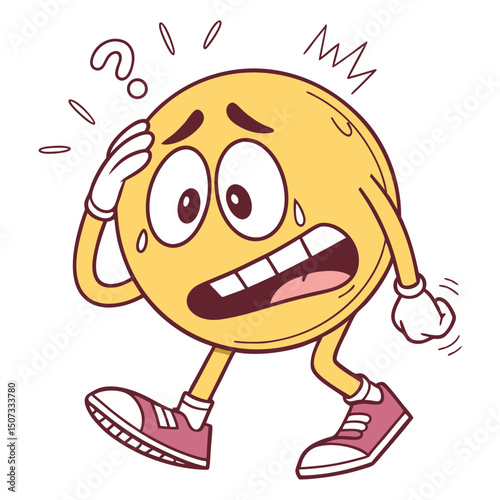 Nervous Emoji with Fidgeting Hands and Anxious Look
