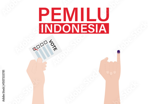 Little Finger with Purple Ink. Election in Indonesia. Election Concept. Vector Illustration.