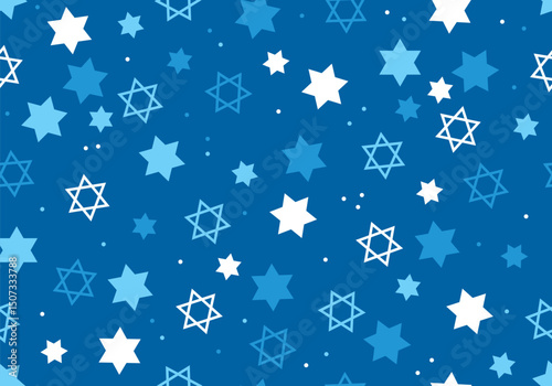 Jewish seamless pattern with confetti and star of David