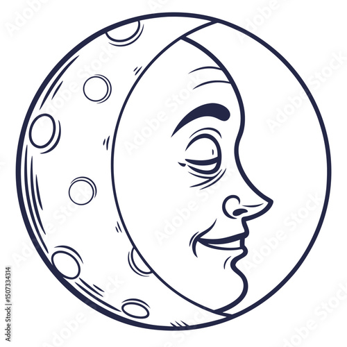 Waning Gibbous Moon Emoji in Flat Vector Style
