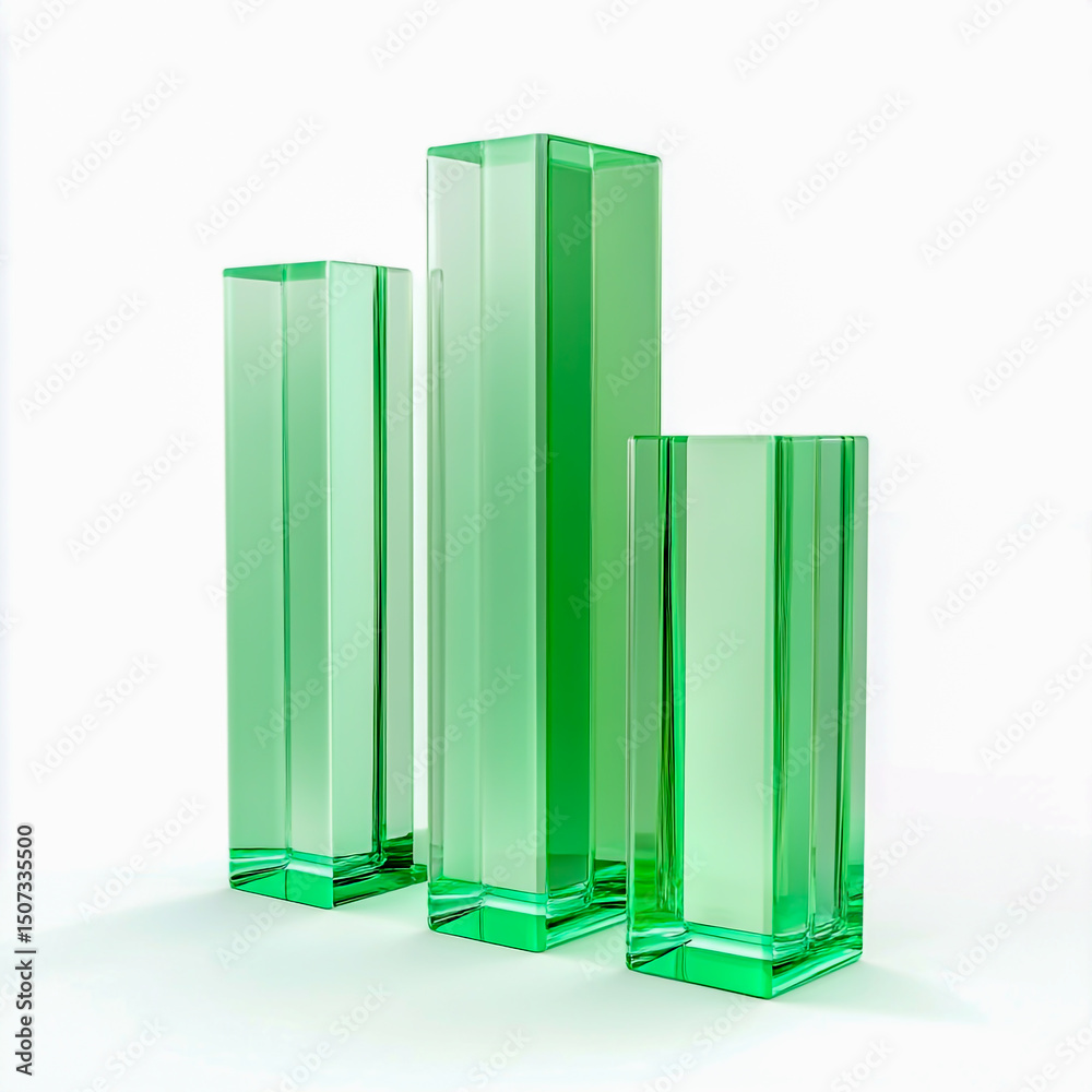 Fototapeta premium Elegant Green Glass Blocks Modern Minimalist Design Elements for Interior Decor