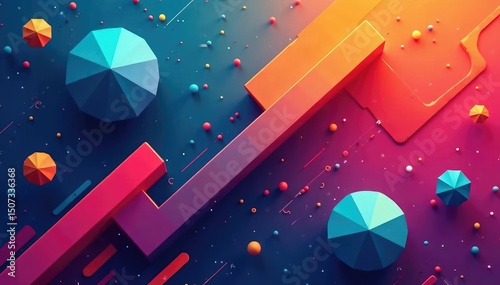 Geometric shapes, vibrant colors, modern style , circle, design