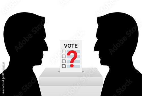 Ballot Box with Ballot Paper or Voting Paper. Election Concept. Vector Illustration.