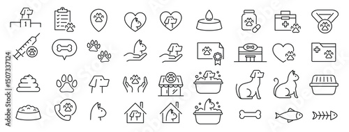 Collection of petrelated icons in a linear style