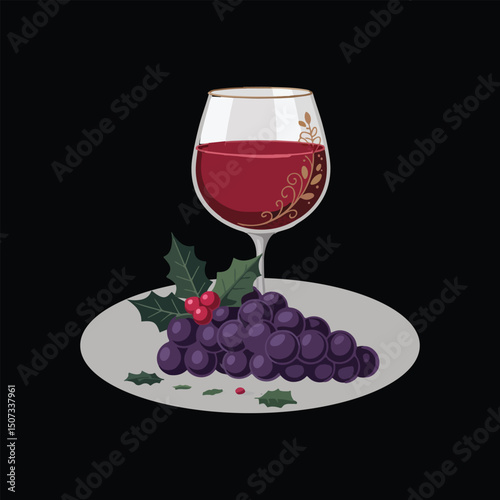 red wine and grapes.