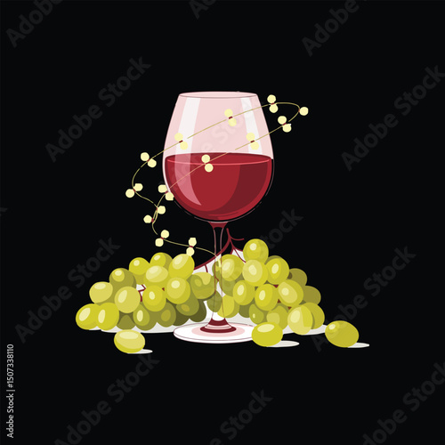 red wine and grapes.