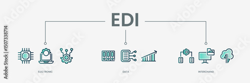 EDI set icon with modern green concept