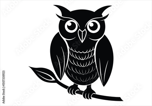 owl on a branch silhouette 