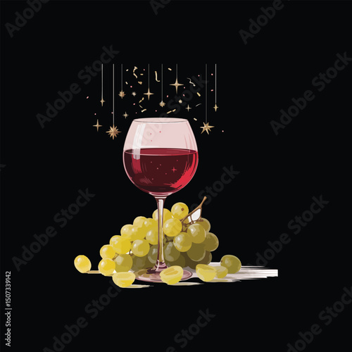 red wine and grapes.