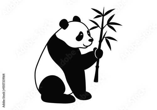 panda eating bamboo silhouette