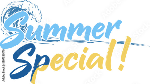 Summer Special Wave Calligraphy, Limited Offer Promotion Element