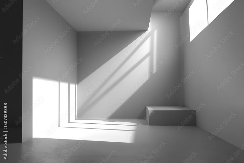 Fototapeta premium Minimalist Interior with Striking Light Play and Subtle Shadows in a Clean Space
