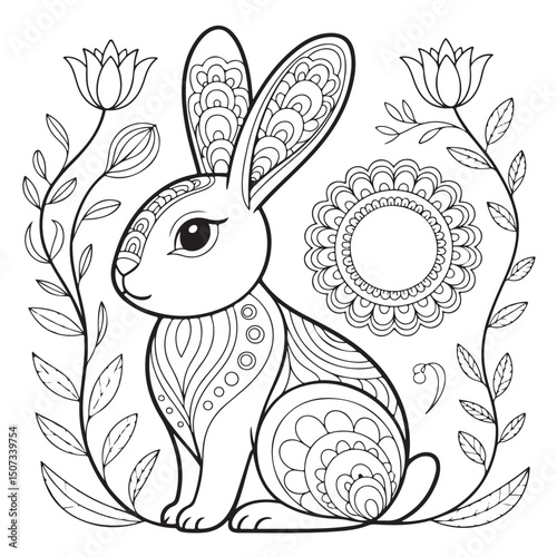 This cute rabbit is waiting for your artistic touch to brighten up its grassy home!