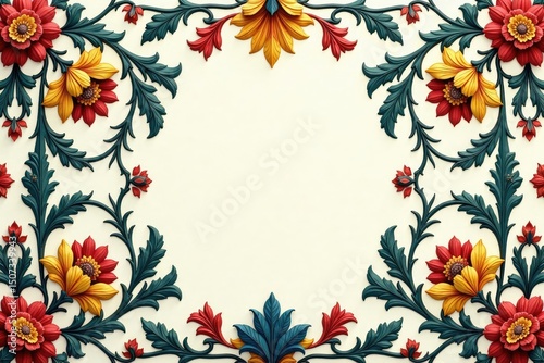 Intricate floral damask, elegant swirls & leaves, luxury, classic