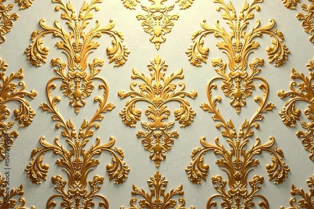 Intricate floral damask pattern in elegant gold and beige , leaf, beige, illustration Intricate floral damask pattern in elegant gold and beige , leaf, beige, illustration