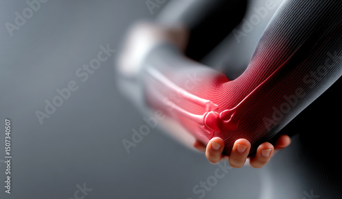 Physical Elbow painful concept with copy space for advertising or information, Physiotherapist healing for pain bone or muscle, healthcare or sports