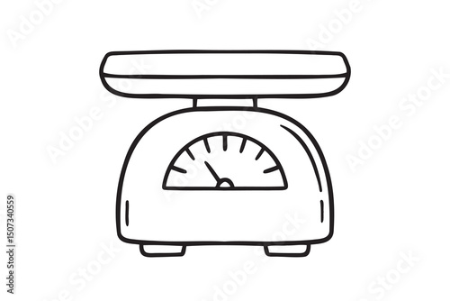 kitchen scales icon doodle hand drawn. Outline line drawing clipart symbol