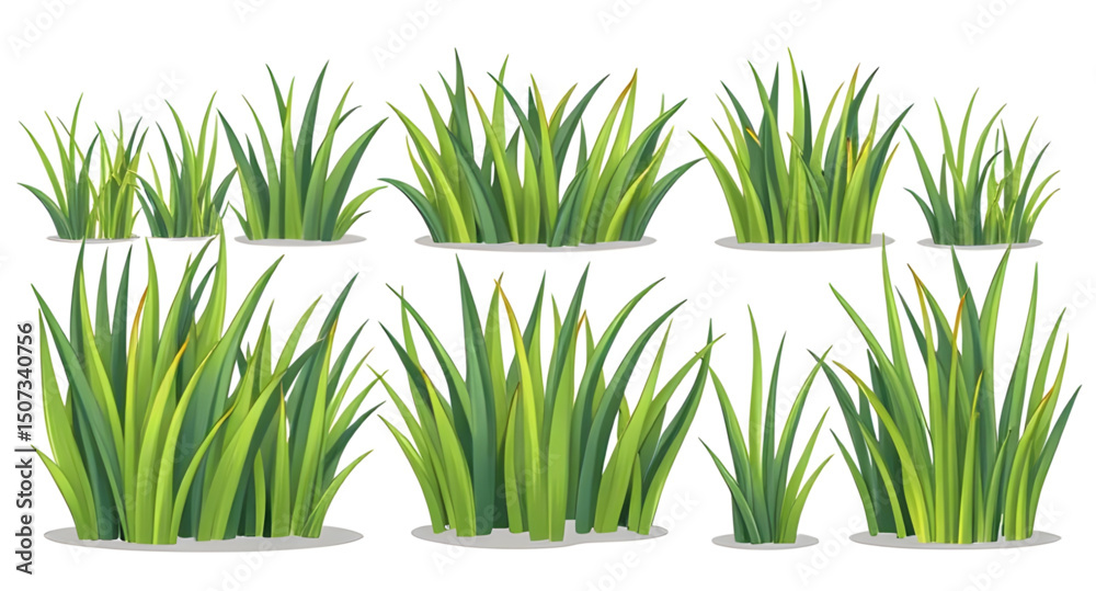 Fototapeta premium set of grass, grass vector, green grass set, grass blades, cartoon grass, grass silhouette, meadow grass set, fresh grass illustration, lawn grass, grass border, decorative grass, grass clipart, summe