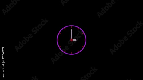 Abstract neon line Clock 24 hours icon on dark background. All day cyclic icon. 24 hours service symbol. 24 hours a day and 7 days a week animation