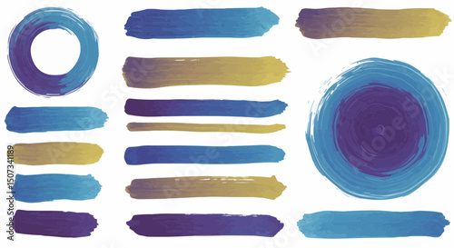 Vector collection of colorful watercolor brush stroke paint for banner and label design