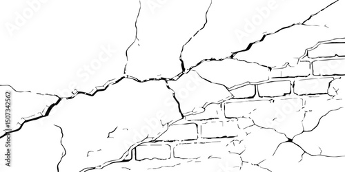 Cracked Earth Vector Texture with Transparent Background – High-Detail Grunge Overlay of Dry, Distressed Lines and Natural Ground Erosion
