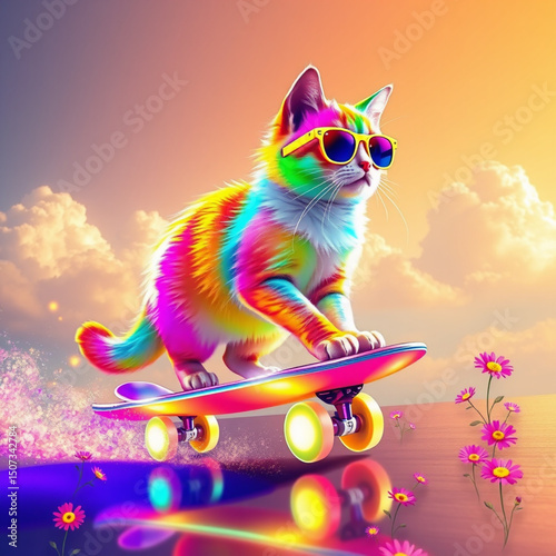 Cute cat on a swing