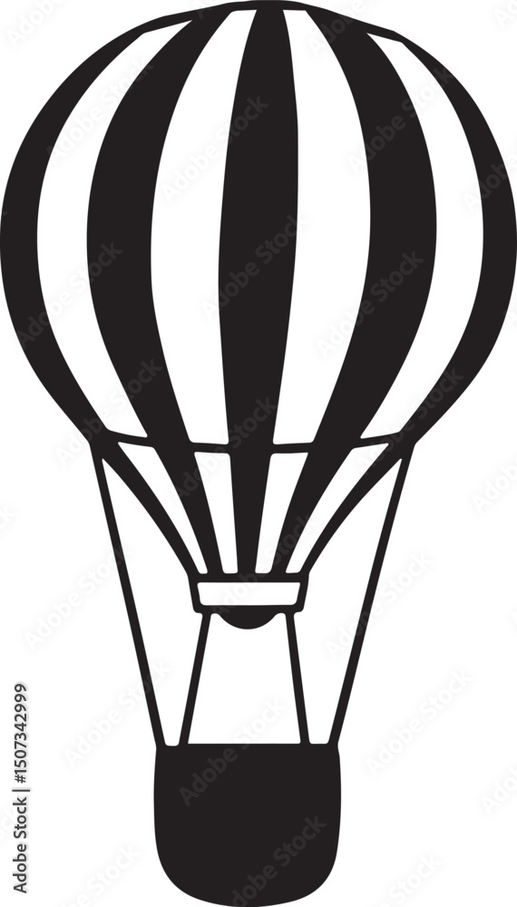 Fototapeta premium Hot Air Balloon silhouette vector illustration, Hot Air Balloon silhouette on white background