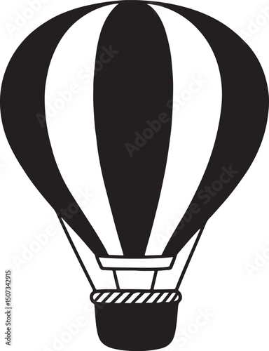 Hot Air Balloon silhouette vector, Hot Air Balloon silhouette icon vector illustration