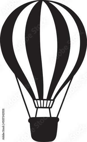 Hot Air Balloon silhouette vector, Hot Air Balloon silhouette icon vector illustration