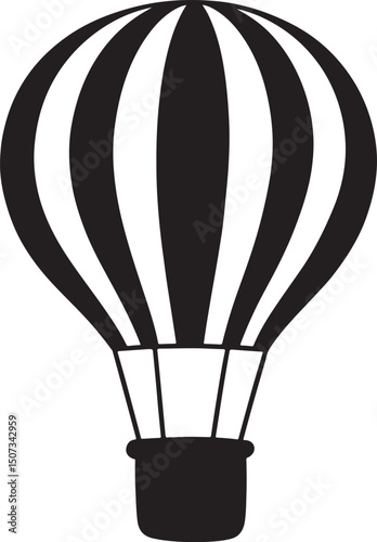 Hot Air Balloon silhouette vector illustration, Hot Air Balloon silhouette on white background 