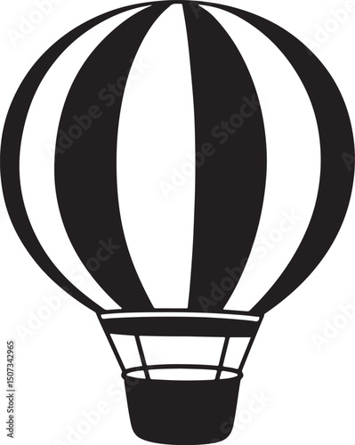 Hot Air Balloon silhouette vector, Hot Air Balloon silhouette icon vector illustration