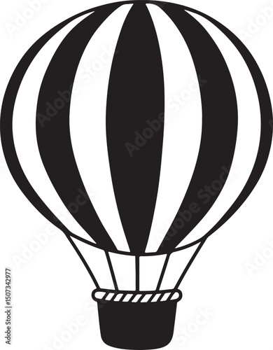 Hot Air Balloon silhouette vector illustration, Hot Air Balloon silhouette on white background 