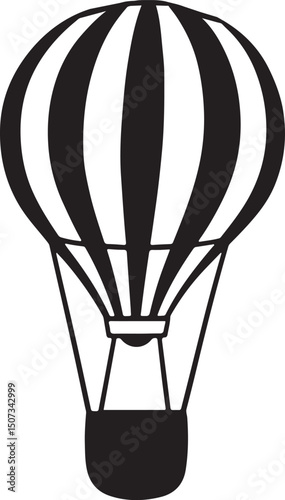 Hot Air Balloon silhouette vector illustration, Hot Air Balloon silhouette on white background 