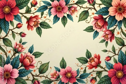 Intricate floral tapestry wallpaper pattern in muted tones, room, flowers, design element