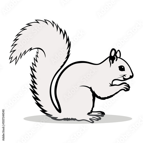 Vector illustration of a squirrel in gray color that sits sideways
