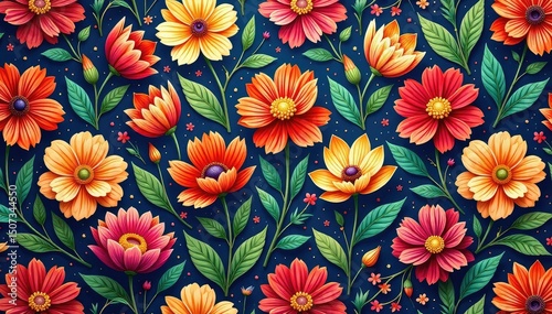 Intricate floral textile design, repeating seamlessly , delicate, vector