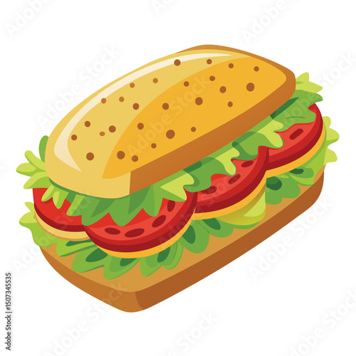 Delicious tomato and lettuce sandwich on ciabatta bread
