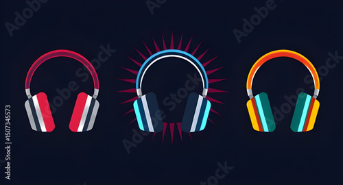 communication headset, stereo headset, Bluetooth headset, customer support headset, headset with mic, sound headset, listening device icon, earcup headset, digital headset, multimedia headset, headset