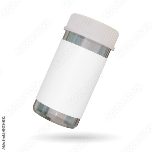 3d Realistic Pharmaceutical Bottle with Blank Label. Plastic blank medical containers, perfect for pharmaceutical packaging mockups. Vector illustration.