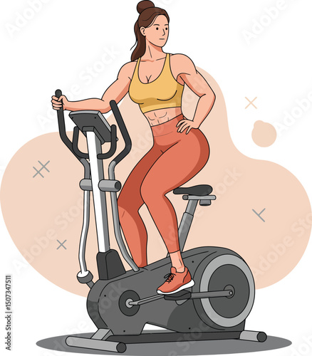 Woman exercising on stationary bike fitness training indoor cardio workout session in sportswear 