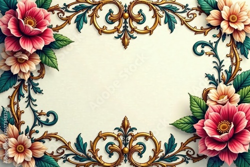 Intricate woven floral damask, elegant swirls and leaves , repeat, ornament, damask