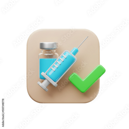 Syringe with green check mark indicating vaccination.