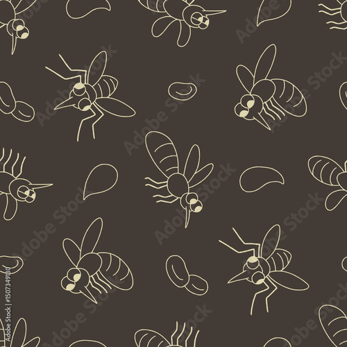 Outline Mosquito Animal Blood Pattern Vector Illustration Seamless for Background Wallpaper Packaging